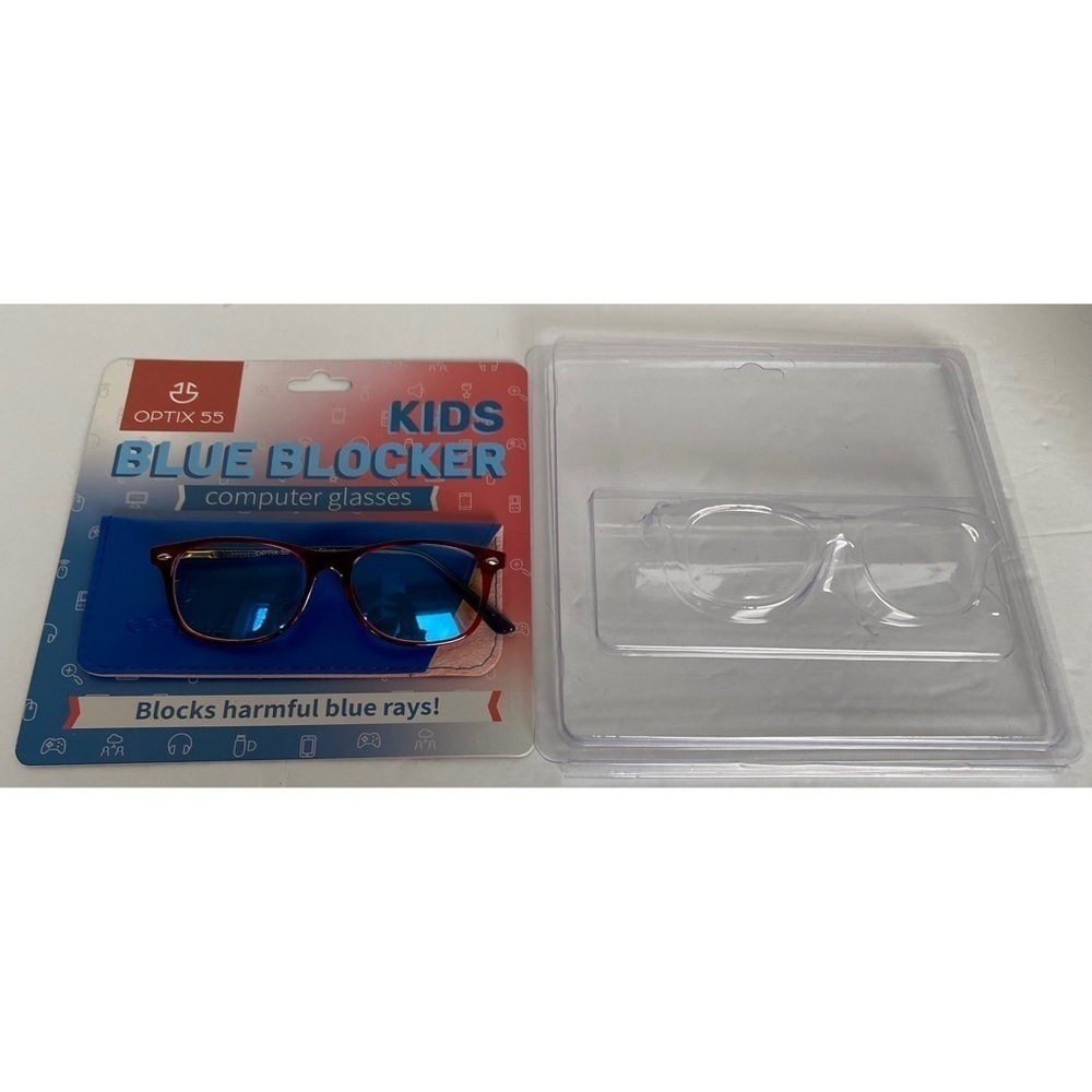 Optix 55 Kids Blue Blocker Computer Glasses And Case Blocking Blue Rays Red Blue